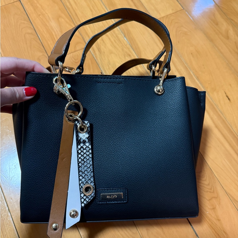 Aldo Black and Brown Tote with Gold Accents